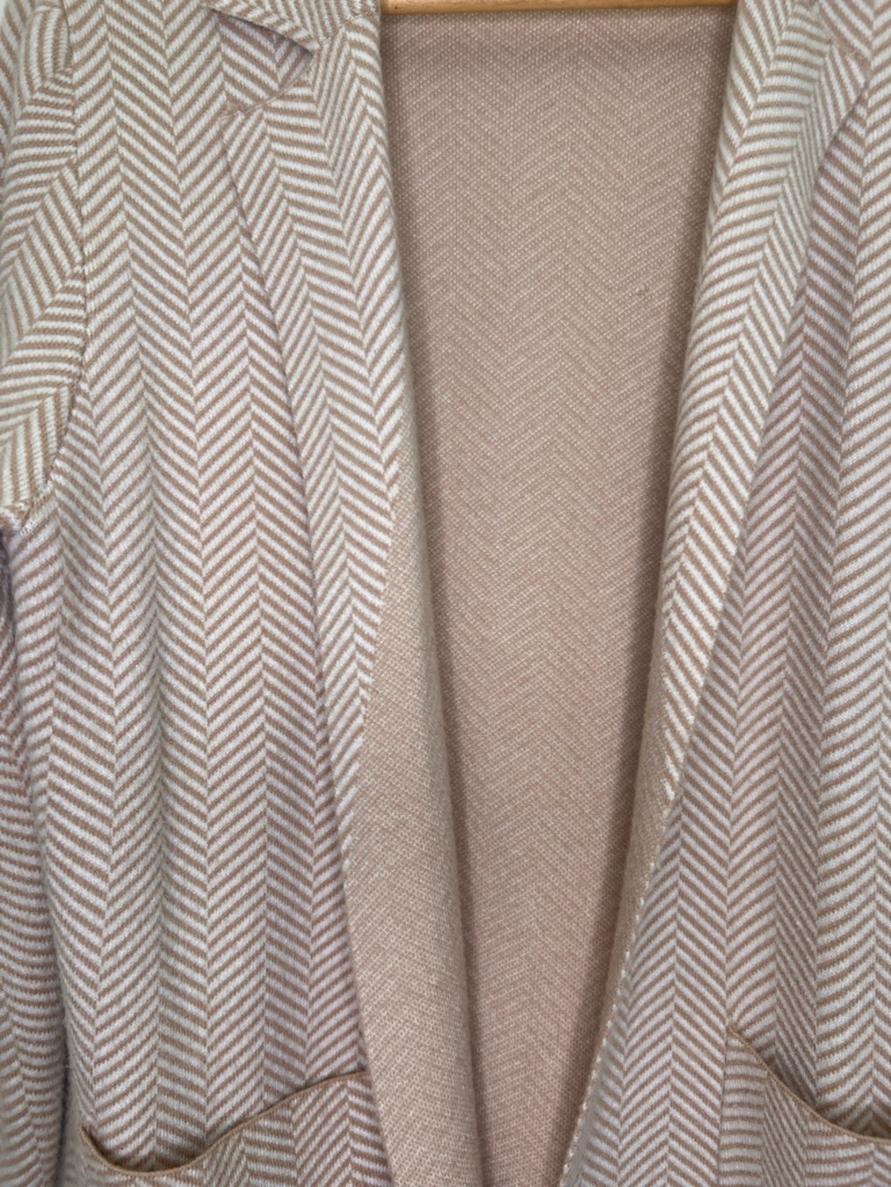 Madison Hudson Beige Herringbone Knit Blazer Cardigan XL Soft Office Chic Layer - Picture 3 of 7